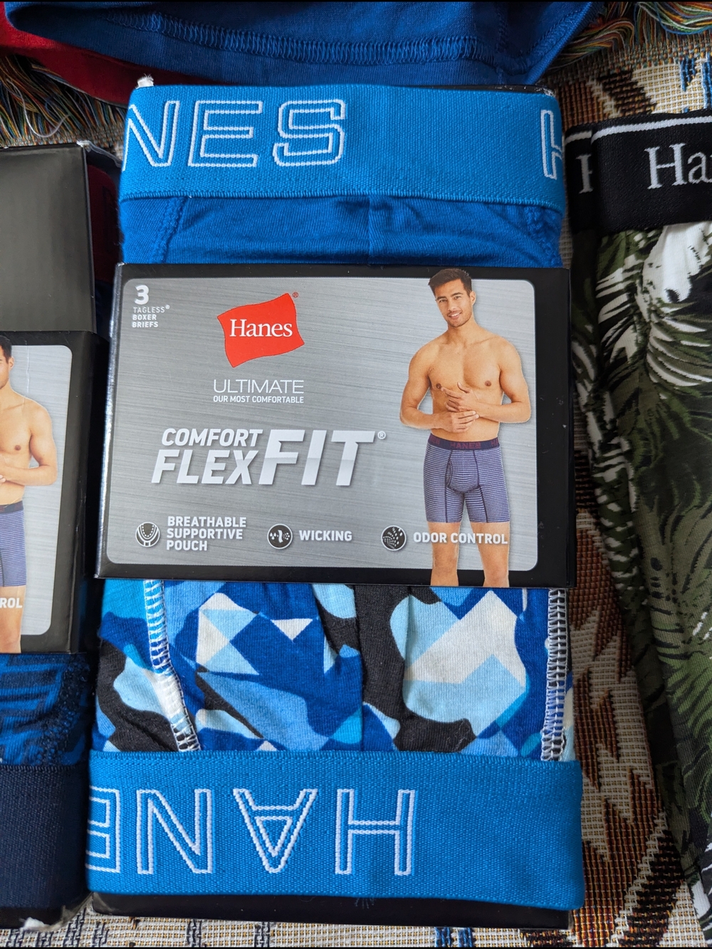 Hanes Men’s Boxer Briefs Pack – Blue, Black, Gray, Red - Picture 5 of 8